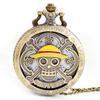 One Piece Monkey·D·Luffy Creative Personalized Retro Flip Pocket Watch Holiday Gift Anime Movie Cartoon Pocket Watch Necklace