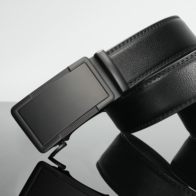 Men's Belt Genuine Leather Automatic Buckle Cowhide Belt Men's Business Casual Simple and Versatile Middle Aged and Young Trendy Belt Men