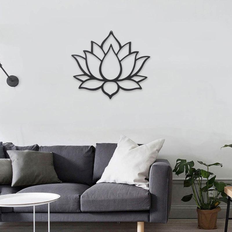 Metall Wandkunst Lotusblume Kunstwerk Wandschild Dekor Heimdekorationen für Wohnzimmer Arbeitszimmer Schlafzimmer Esszimmer