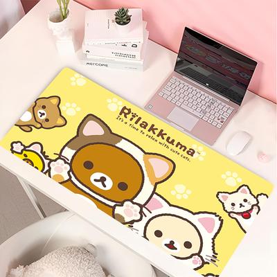 Pink Rilakkuma Mouse Pad Gamer Mousepads Big Mousepad XXL Mouse Mat Kawaii Large Keyboard Mat 90x40cm Desktop Pads For Computer