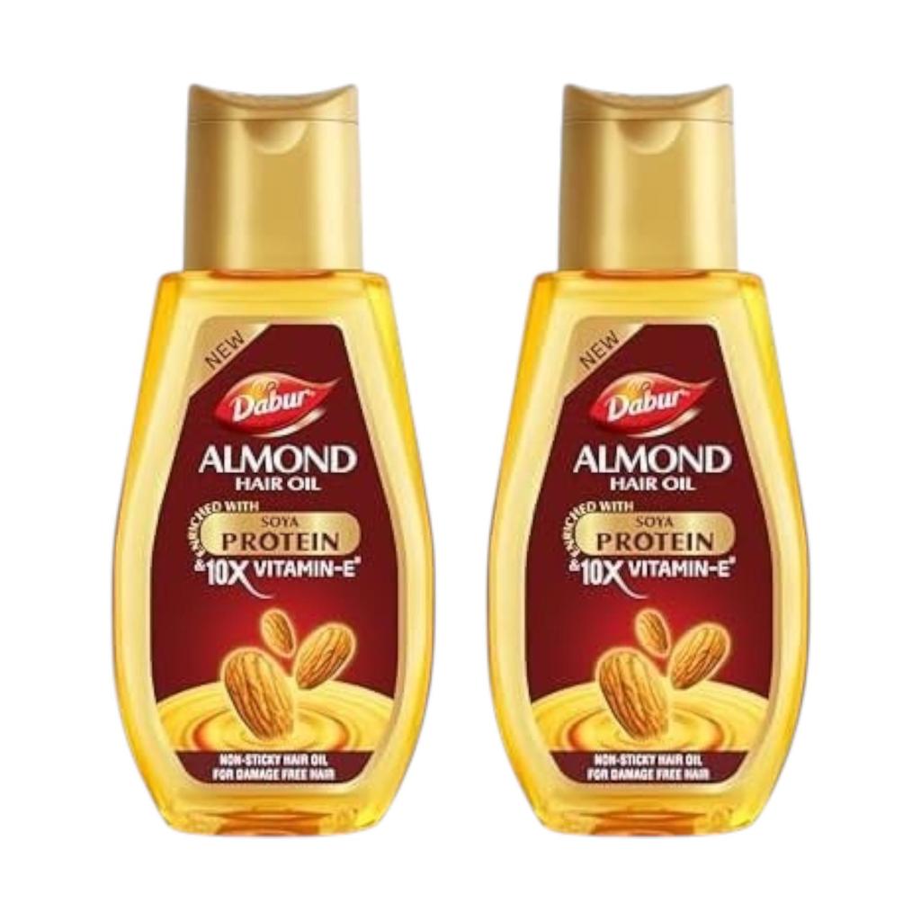 Dabur Almond Hair Oil Pack Of 2 | 500ml Each | With Vitamin E, Keratin & Soya Protein | Non Sticky Formula For Smooth, Soft