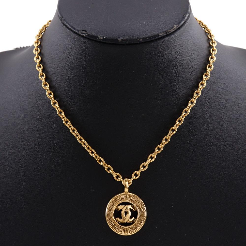 Chanel COCO Mark Necklace Vintage Plated Gold 20.8g Women Used