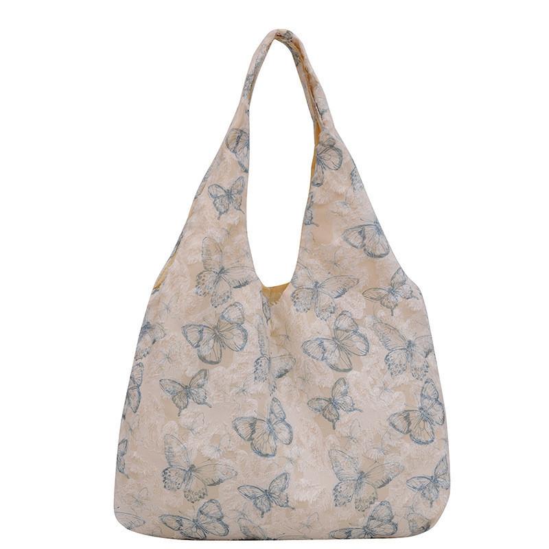 Stylish Korean Lace Butterfly Large Capacity Canvas Tote Bag For Women Ideal For Travel