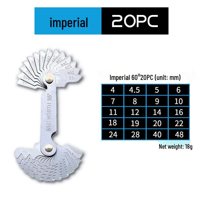 

US & Metric Thread Pitch Gauge Template