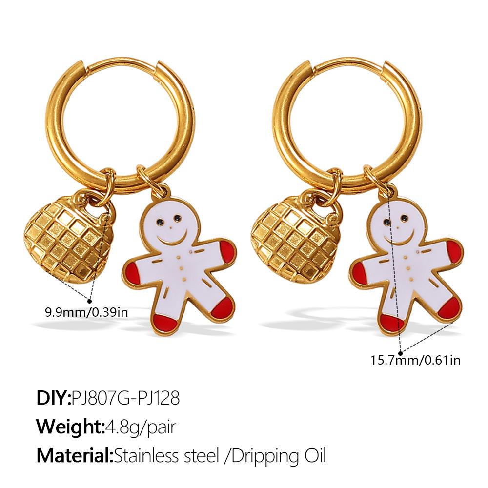 Cartoon Creative Christmas Series DIY Christmas Tree Pendant Earrings Stainless Steel Gold Plated Fashion Earrings