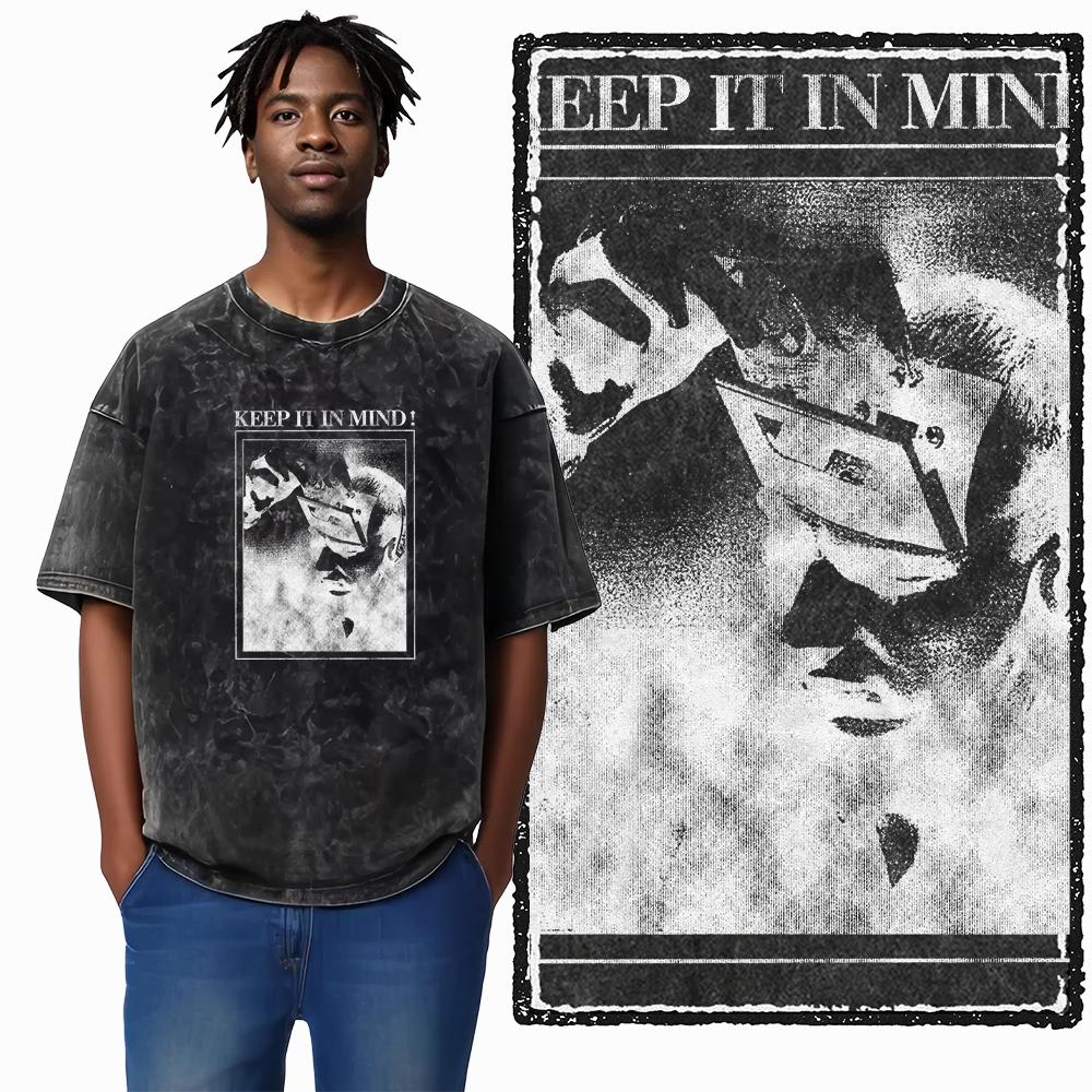 U5 100% Cotton Acid Washed Cool Streetwear Print Unisex T shirt Big size Cool Vintage men tshirt Cool tee shirt for men