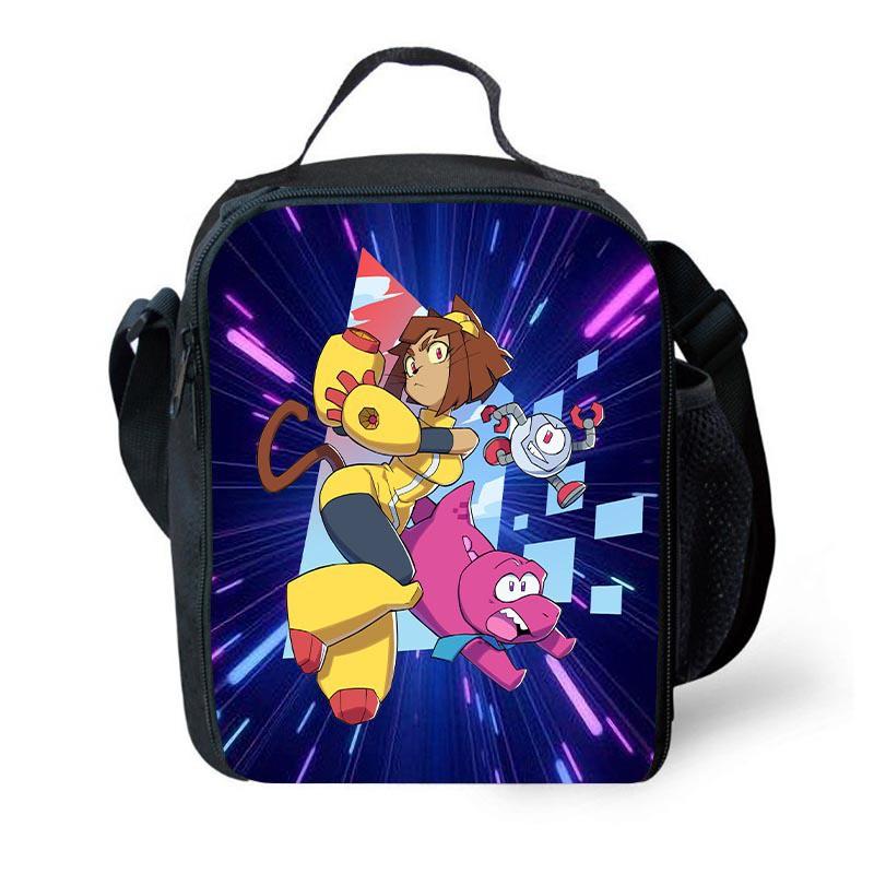 Kids Insulated Lunch Bag With Ice Pack Elementary School Students Cartoon Print Single Shoulder Picnic Tote