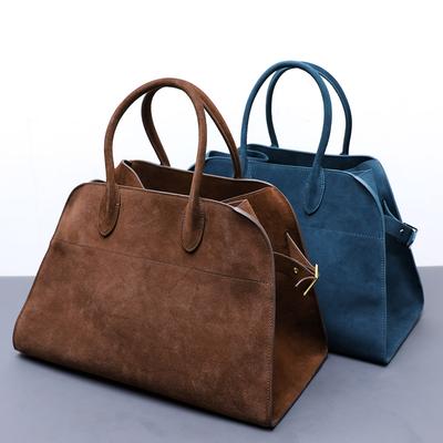 Bolso de mano Maillard de cuero y terciopelo para mujer, bolso de hombro de piel de vaca de gran capacidad para uso diario.