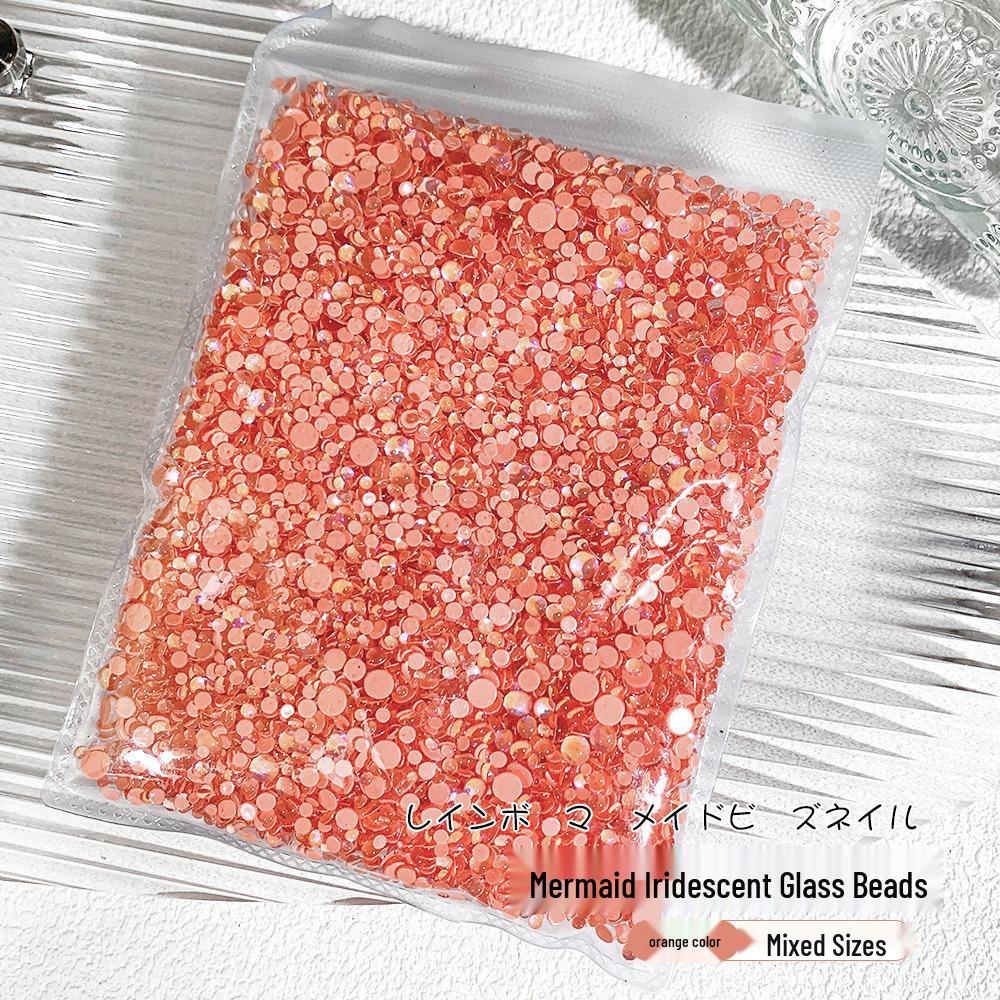Iridescent Mermaid Nail Art Beads: Half-Round Glass Rhinestones and Mixed Accessories