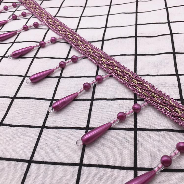 12M Curtain Beads Lace Tassel DIY Curtain Mantle Head Decor Accessories Imitation Pearl Beaded Fringe Lace Trim Upholstery