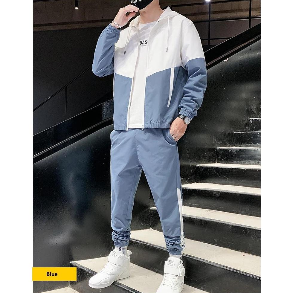 Spring Autumn Men Tracksuit Casual Set Mens Joggers Hooded Sportswear Jackets Pants 2 Piece Sets Hip Hop Running Sports Suit