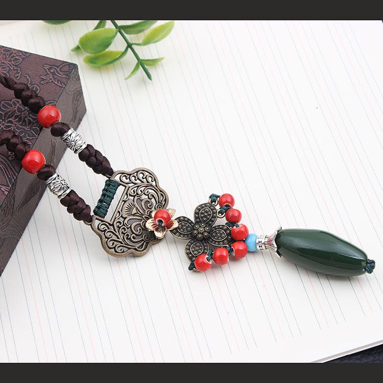 Original Ethnic Style Versatile Clothing Accessories Flower Pendant Temperament Long Necklace Retro Pendant Sweater Chain Autumn and Winter