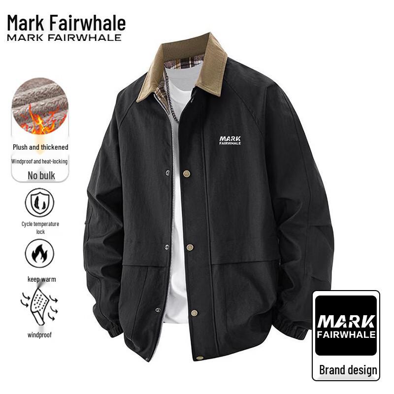 MARK FAIRWHALE Men's Fleece-Lined Casual Lapel Jacket