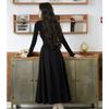 Winter new retro Hepburn style off-the-shoulder knitted long-sleeved dress, women's design sense, niche temperament, long dress inside