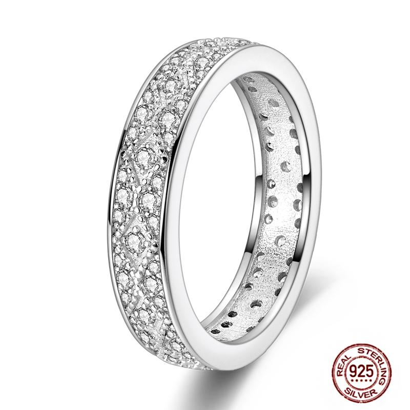 Women's Silver Finger Rings Original 925 Sterling Heart Star Moon Geometric Inlay Zircon Stackable Cocktail Ring Wedding Jewelry
