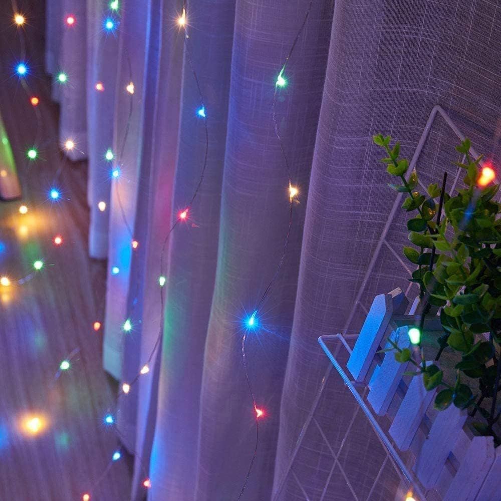 Multicolor Fairy Curtain Light (300 LED, 10 Strings, 3x3 Mtr) Indoor Outdoor Decoration for Diwali, Christmas, Patio with Remote and USB Power Supply
