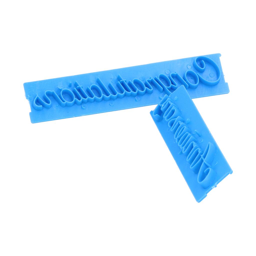 6Pcs Words Cake Mold DIY Handwritten Letter Printed Stamp Mould Bakery Supplies Blue