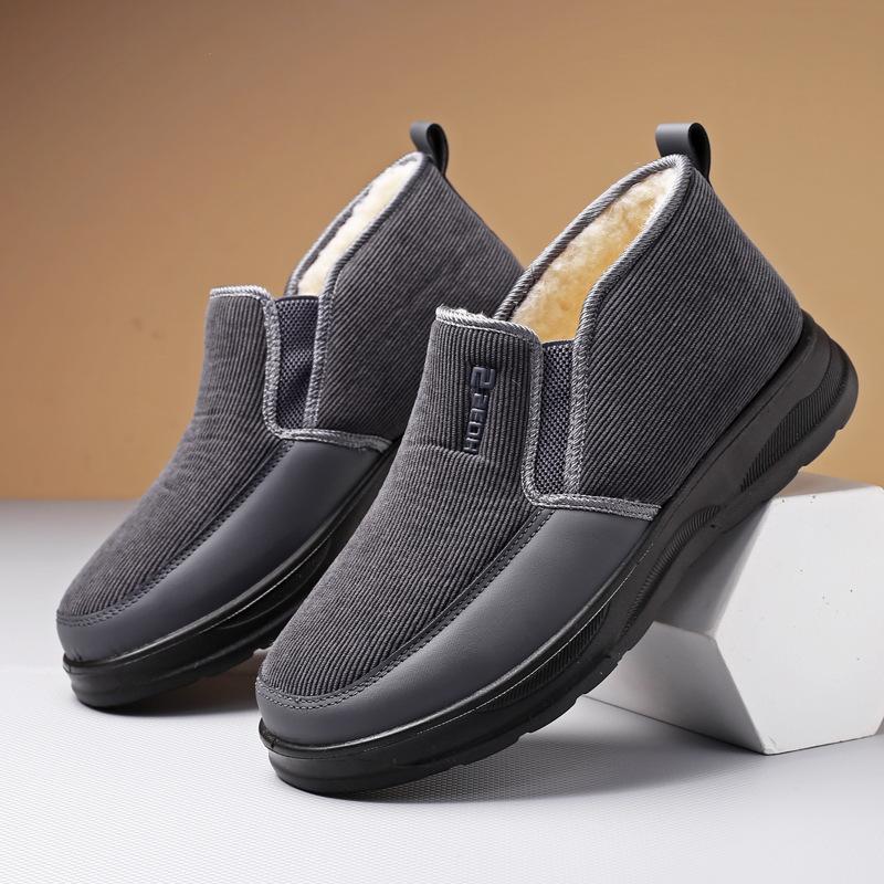 Cotton Shoes Middle-aged Elderly Men's New Plush Warm Anti Slip Snow Boots Outdoor Work Travel Leisure Shoes