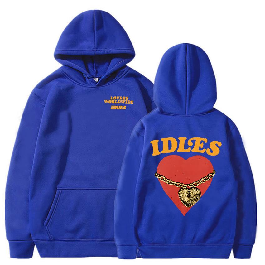 IDLES LOCKED HEART HOODIE Długi Rękaw Moda Męskie Bluzy z Kapturem Unisex Streetwear Zespół Punkowy Hip Hopowe Pulowery Ubrania Męskie