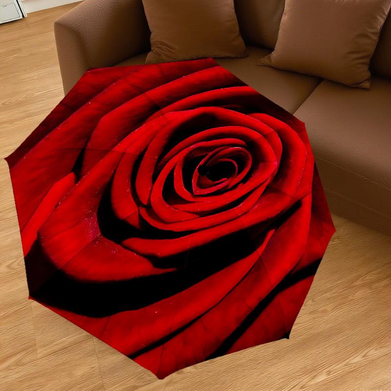 1PC Rose Flower Automatic Open/Close Umbrella with Windproof, 8-Rib Sturdy Canopy, Durable Ribs, Fashionable Design, 1302a
