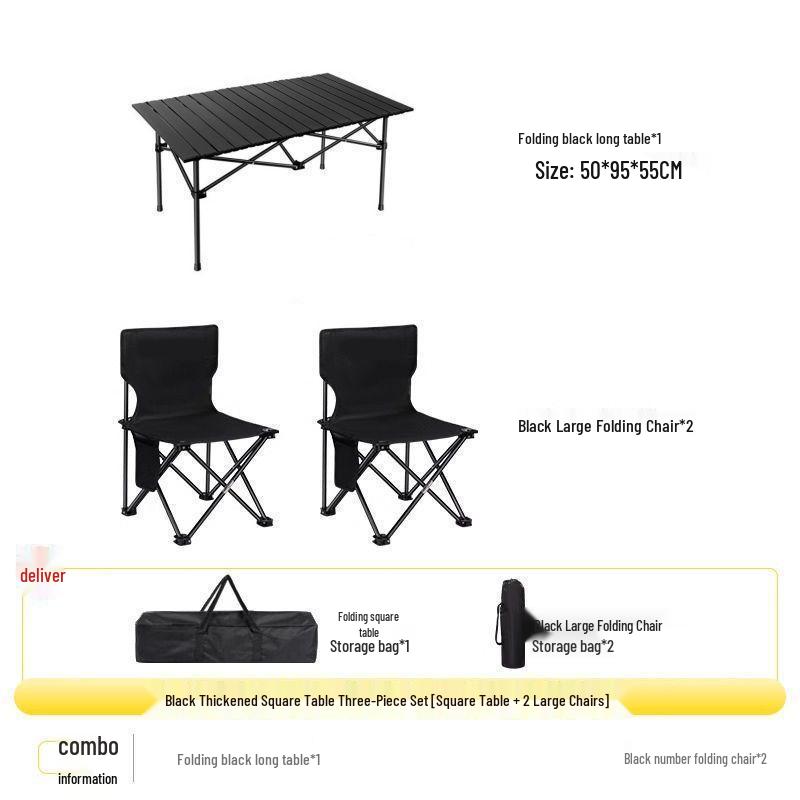 Height-Adjustable Portable Outdoor Picnic Table and Chair Set