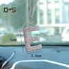 Bling Car Letter Charm Faux Crystal Letter Pendant Car Rear View Mirror Hanging Rhinestone Alfabet Ornament do Samochodowego Choinki