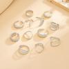 Ins Style Metal Glossy Water Drop Ring Set Fashion Geometric Round Hollow Ring