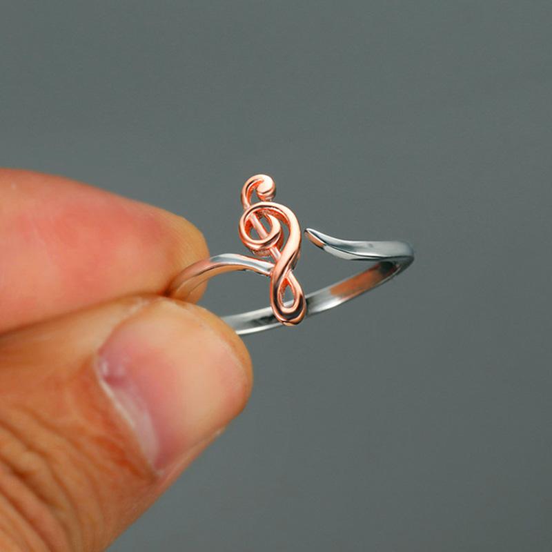 Music Note Heart of Treble and Bass Fashion for Women Silver Color Ring Female Bohemian Wedding Gifts Stainless Steel