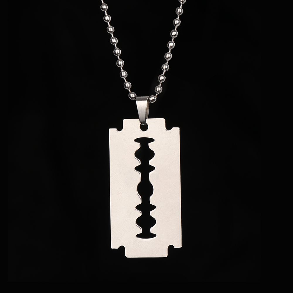 Unisex Stainless Steel Razor Blade Shaped Pendant Dogtag Necklace New Dogtag Necklace Unique Razor Blade Shaped Necklace