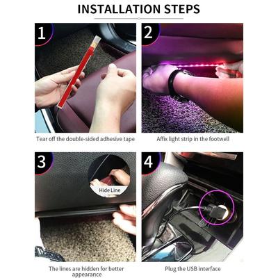 Neon 48 LED LED Car Foot Light Remote App Control Car Interior Ambient Lamp With USB Automotive Interior Decorative Lights