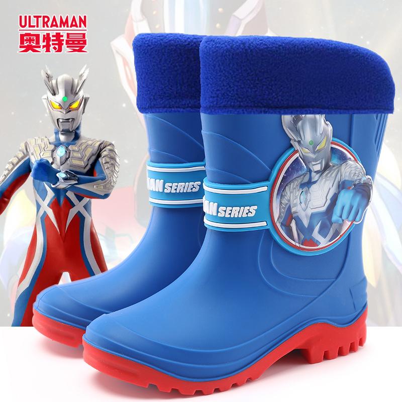 Ye Luoli High Tube Rain Boots Four Seasons3-7Year-old Rubber Boots Kindergarten Rain Boots for Girls, Big Kids, Fleece-lined Cartoon Water Shoes for