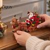 Small Sleigh Figurine for Shelves Christmas Santa Highland Cow Figurine, Resin Claus Hand Painted Winter Wonderland Collectibles Tabletop Decoration