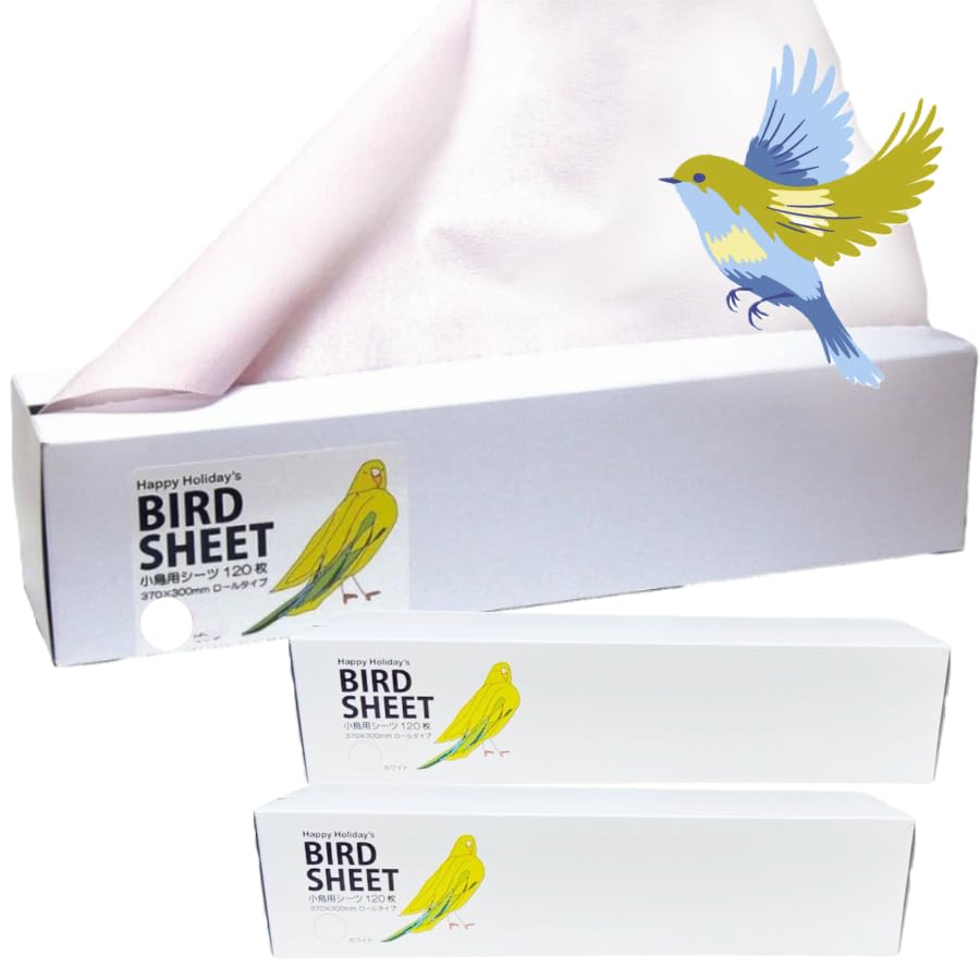 

[Set of 2 Boxes, White] Bird Feeding Sheets, 120 Sheets per Roll, Enough for 4 Months (One Box Provides Enough) - P2 Associates Pet Sheets, Bird Nesti