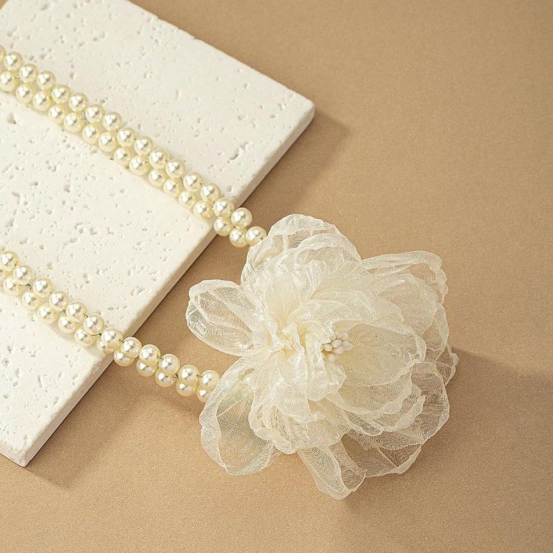 

Accessories, retro exaggerated large pearl r collarbone chain, temperament multi-layer beaded necklace for women білий