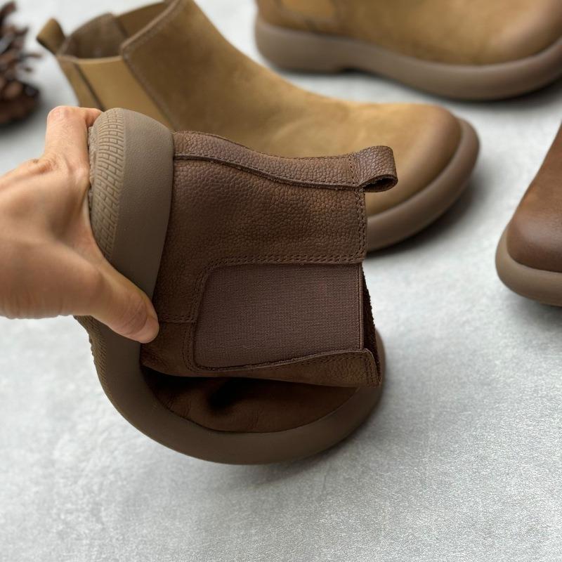Women's Boots Female Mother Genuine Leather Shoes Platform Ankle Boots Chelsea Boots Autumn Winter Warm Plush Fur Ladies Shoes