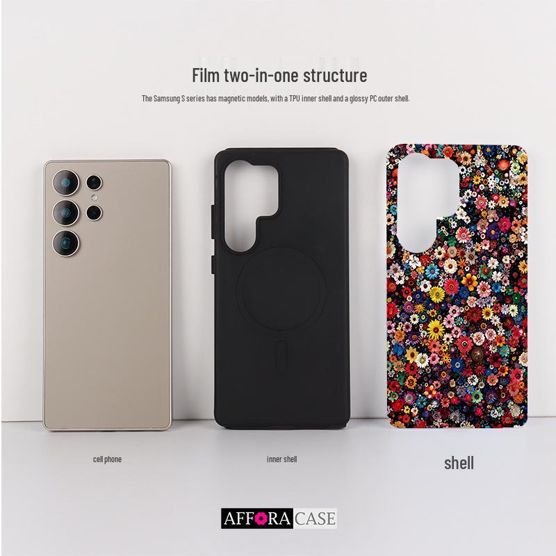 Colorful Flower Samsung S25 Ultra Two-in-One Magnetic Protective Case & S24 Film Samsung S23 Ultra