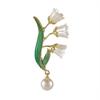 Minimalist Lily of the Valley Brooch High Quality Pearl Enamel Flower Pin Elegant Design for Blazer Suit Accessories