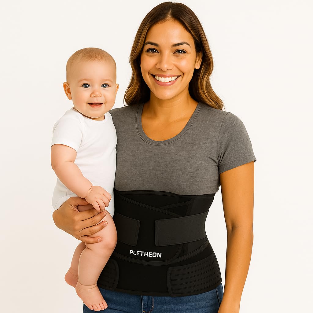 PLETHEON Post Pregnancy Abdominal Support for Women | Postpartum Tummy Compression Wrap | Adjustable One Size Fits 30-46 Inch Waist | C-Section R