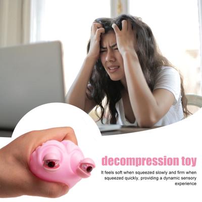 Simulation Pink Brain Squeeze Toy Stress Relief Popping Eyes Brain Sensory Toy Decompression Stress Ball Realistic Brain Fidget Toy