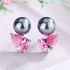 New jewelry jewelry pearl stud earrings S111 silver needle colored treasure pearl collision fashion high personality women's spot