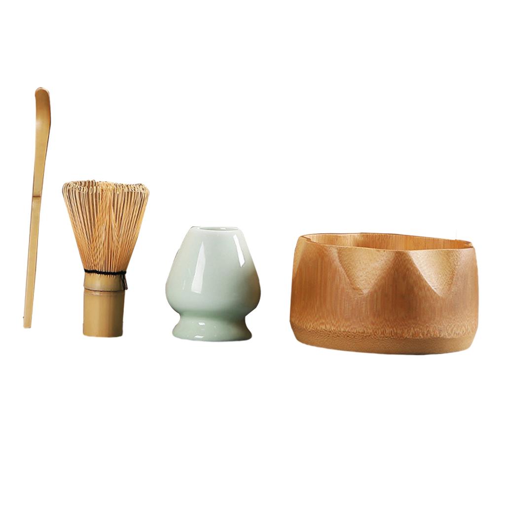 4 Piece Traditional Tea Whisk Set Japanese Style House Hold Tea Spoon Matcha Tea