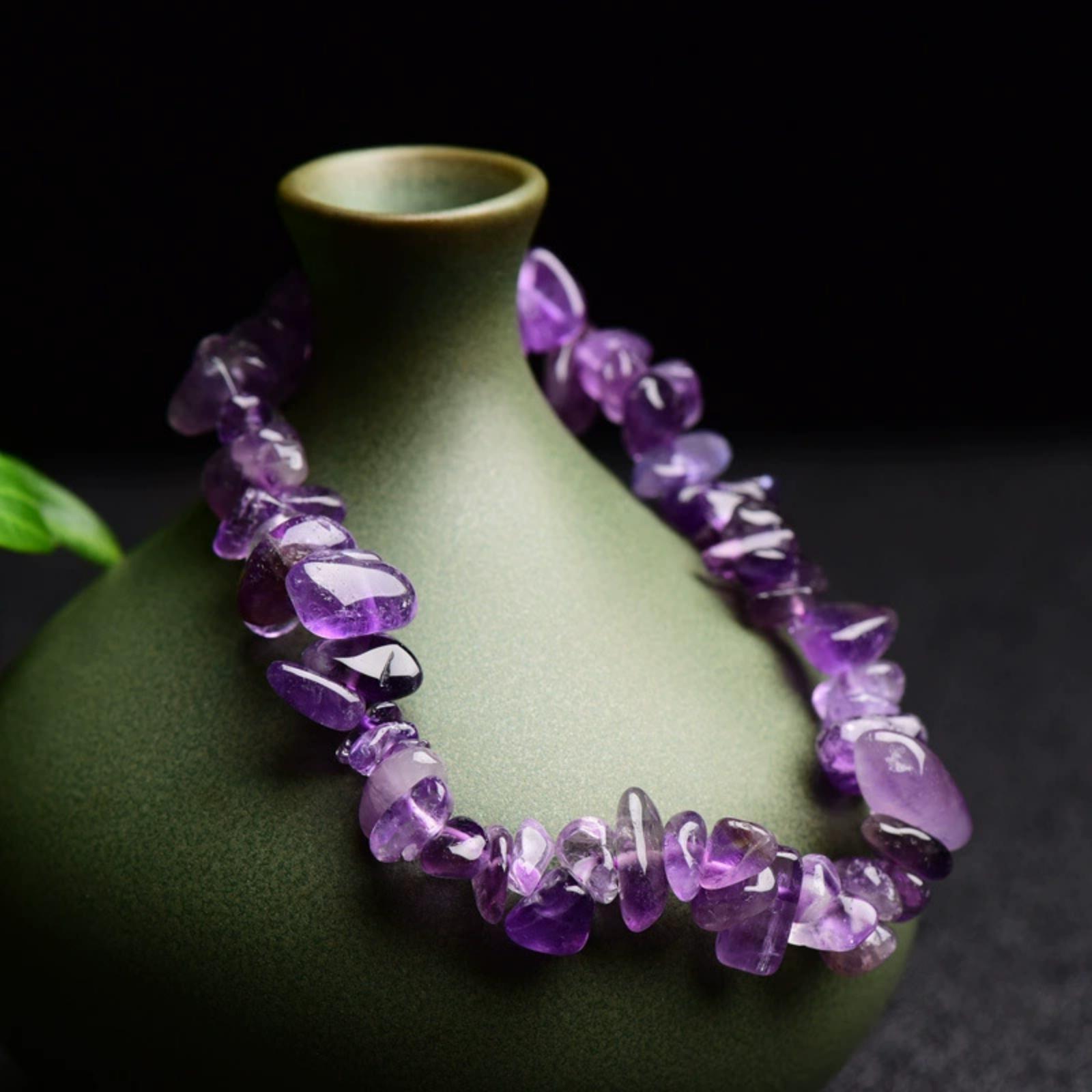 Натуральный фиолетовый неровный кристалл, браслет из дробленого камня One Size