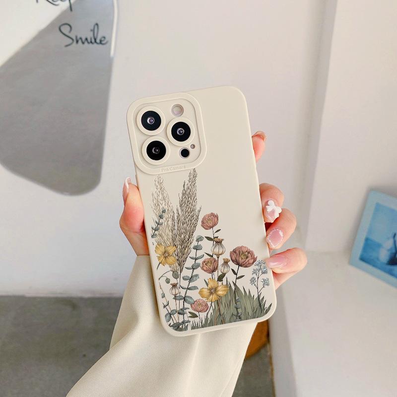 

Квітковий чохол для телефону iphone 14 11 12 13 Pro Max Ретельна рослина для iphone X XS XR 7 8 Plus SE2 Задня силіконова кришка Funda iphone13 pro max
