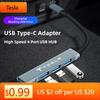Car Sticker Tesla Car USB Type-C to 4 Port USB HUB High Speed Adapter Accessories For Tesla Model-Y Model-3 Model-X Model-S Cybe