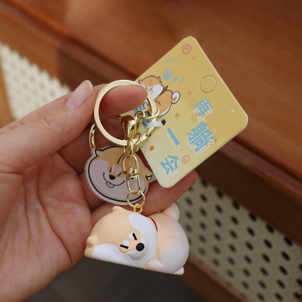Roztomilý pes Shiba Inu Klíčenka na klíče od auta Kreslený přívěsek na tašku Kreativní kroužek na klíče od auta Pro pár