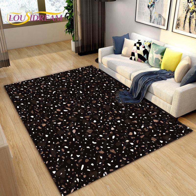 3D Crushed Stone Path Colour Gravel Area Rug Large,Carpet Rug for Living Room Bedroom Sofa Doormat Decoration,Non-slip Floor Mat