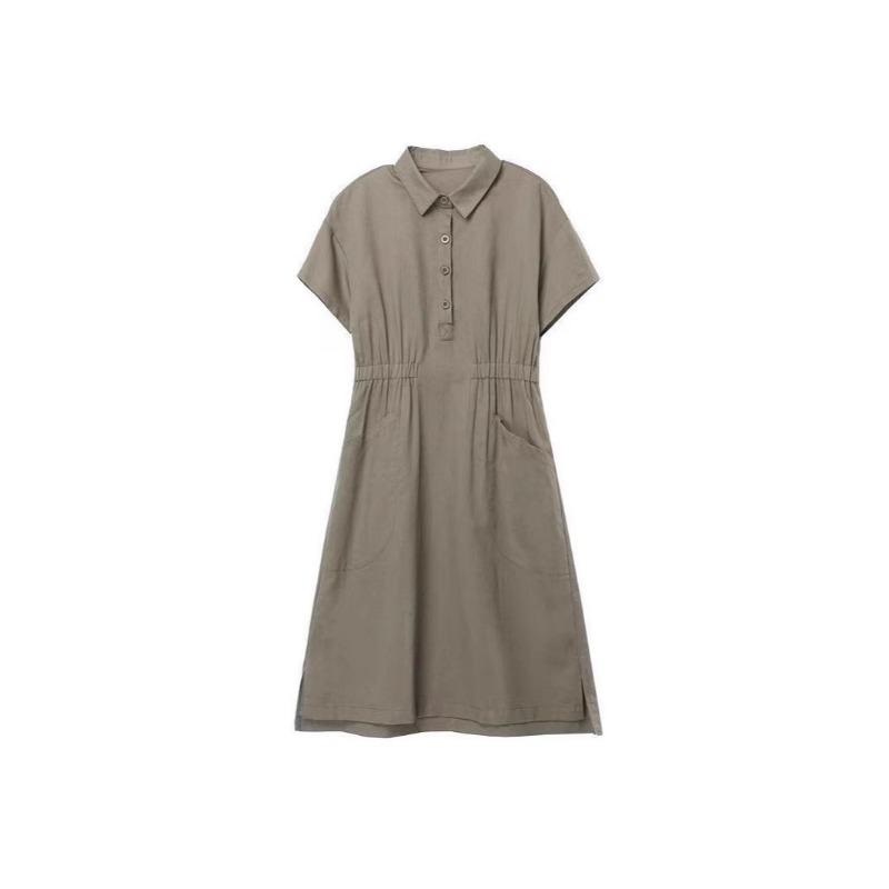 Solid Color Loose Casual Waist Slimming Plus Size Women's Dress Mom