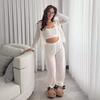 European & American Women's 2025 Autumn Fashion: Strapless Top, Cropped Long Pants, Cardigan, Knitted Sweater Set