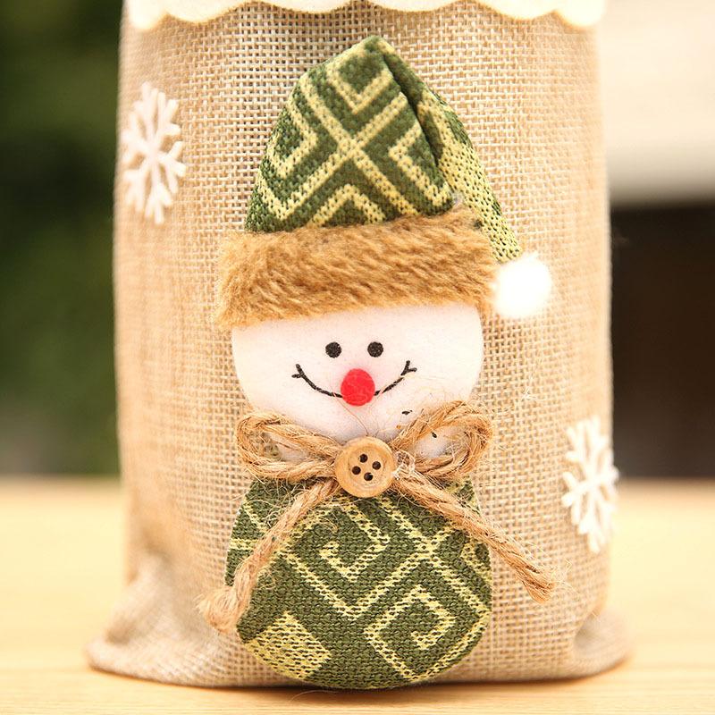 Christmas Red Wine Bottle Cover Cartoon Linen Red Wine Champagne Bottle Bag Champagne Bottle Cover Christmas Decor 2025 New