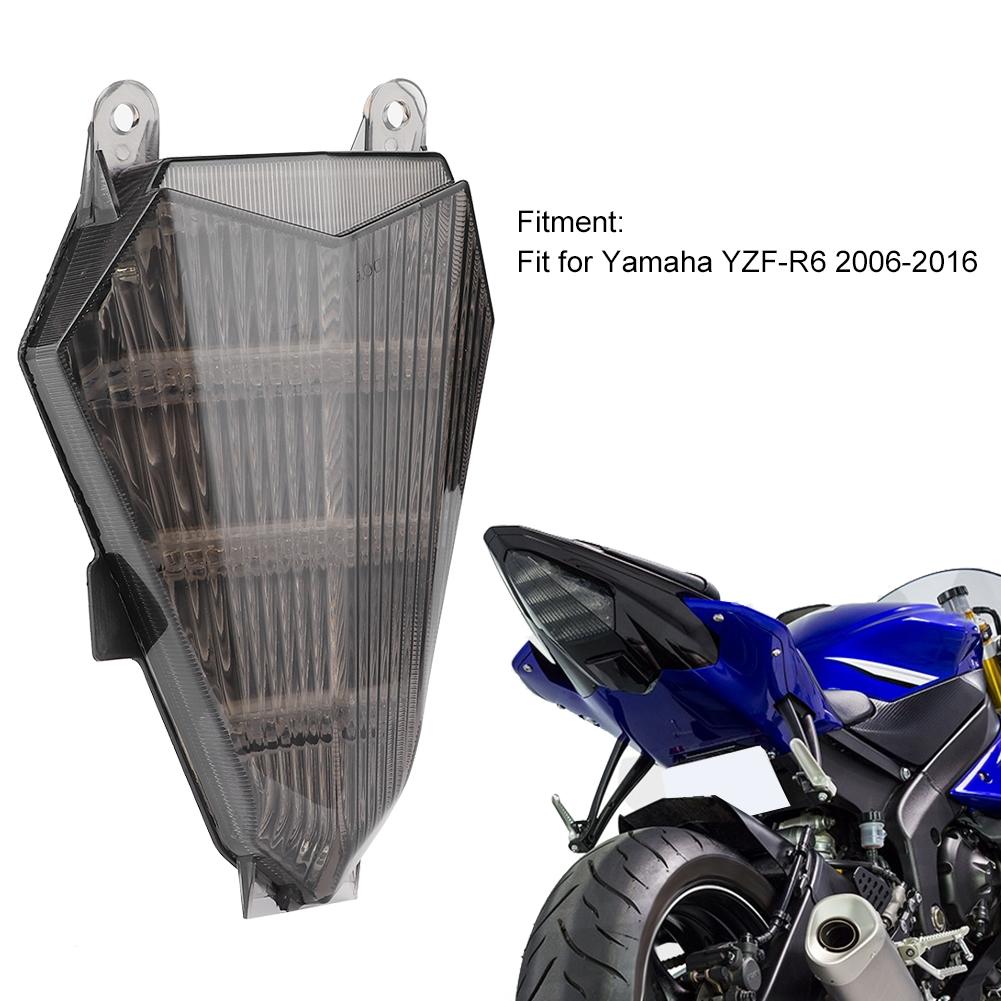 Motorcycle LED Tail Light with Turn Signals Smoky Lens Fit for Yamaha YZF R6 20062016